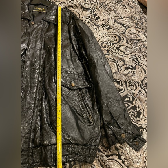 Leather jacket men, XXL, with collar, zipper and snaps. - Picture 13 of 14